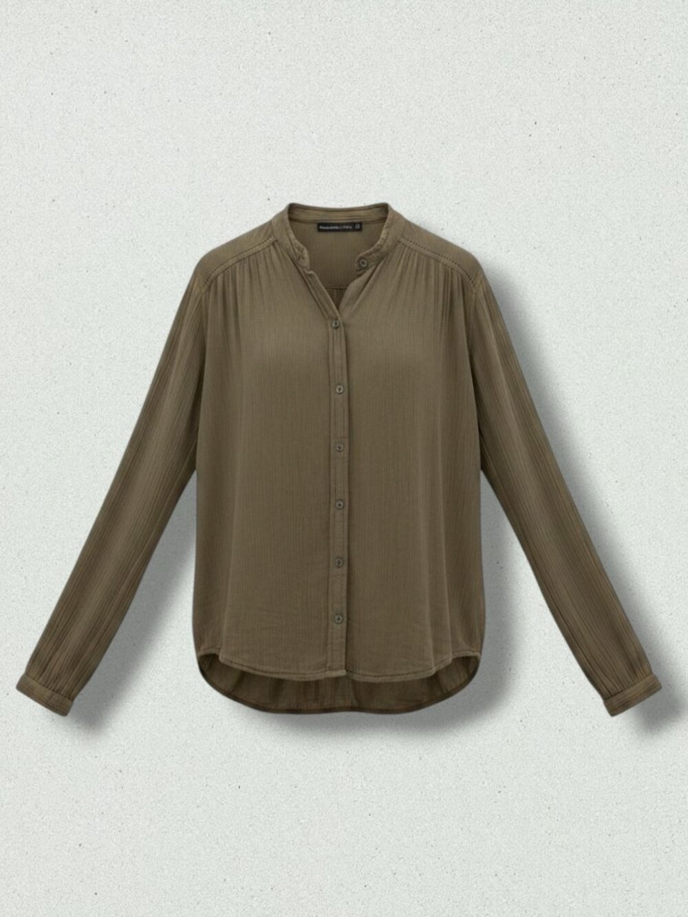 Abercrombie & Fitch Sage Green Pleated Shoulder High Low Blouse XS